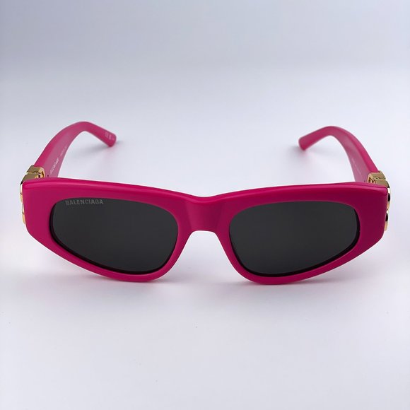 Balenciaga BB0095S 006 BRAND NEW Sunglasses Pink Gold Logo Grey Cat Eye Unisex